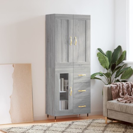 Aparador alto madera contrachapada gris sonoma 69,5x34x180 cm de , Aparadores - Ref: Foro24-3199927, Precio: 173,77 €, Descue...