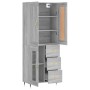 Aparador alto madera contrachapada gris sonoma 69,5x34x180 cm de , Aparadores - Ref: Foro24-3199927, Precio: 173,77 €, Descue...