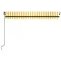 Toldo retráctil manual amarillo y blanco 400x350 cm by vidaXL, Awnings - Ref: Foro24-3069178, Price: 336,38 €, Discount: %
