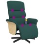 Sillón reclinable de masaje con reposapiés tela verde oscuro by , Armchairs - Ref: Foro24-356617, Price: 227,09 €, Discount: %
