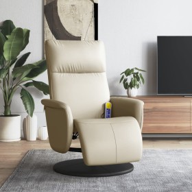 Sillón reclinable masaje con reposapiés cuero sintético crema by , Armchairs - Ref: Foro24-356553, Price: 204,08 €, Discount: %