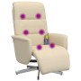 Sillón reclinable de masaje con reposapiés tela color crema de , Sillones - Ref: Foro24-356579, Precio: 231,41 €, Descuento: %