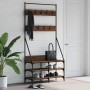 Perchero con zapatero roble marrón 90x34x184 cm von , Kommoden-Organizer und Bar-Kleiderbügel - Ref: Foro24-837836, Preis: 70...