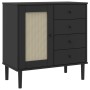Aparador SENJA aspecto de ratán madera pino negro 80x40x80 cm von , Sideboards - Ref: Foro24-358039, Preis: 125,15 €, Rabatt: %