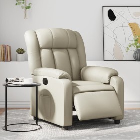 Sillón reclinable eléctrico de cuero sintético crema by , Armchairs - Ref: Foro24-3205251, Price: 293,59 €, Discount: %