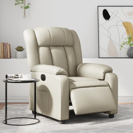 Sillón reclinable eléctrico de cuero sintético crema by , Armchairs - Ref: Foro24-3205251, Price: 293,59 €, Discount: %
