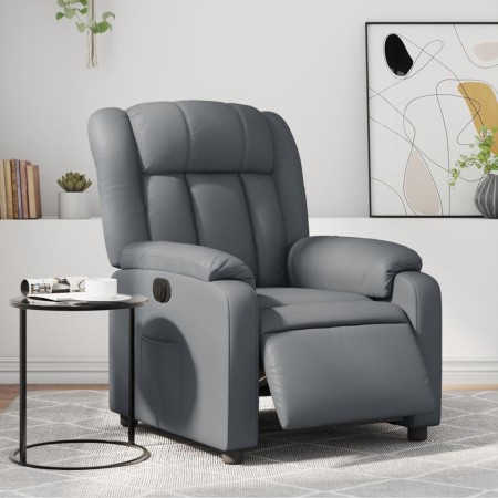 Sillón reclinable eléctrico de cuero sintético gris by , Armchairs - Ref: Foro24-3205253, Price: 257,49 €, Discount: %