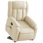 Sillón de masaje eléctrico reclinable elevable tela crema
