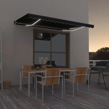 Manuelle ausziehbare Markise mit LED in Anthrazitgrau 400x350 cm. von vidaXL, Markisen - Ref: Foro24-3069184, Preis: 415,96 €...