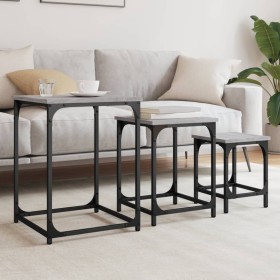 Mesas de centro apilables 3 pzas madera ingeniería gris Sonoma von , Couchtisch - Ref: Foro24-838926, Preis: 54,32 €, Rabatt: %
