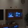 Mueble TV de pared con luces LED roble marrón 98,5x30x60,5 cm by , TV Furniture - Ref: Foro24-837112, Price: 94,49 €, Discoun...