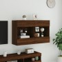 Mueble TV de pared con luces LED roble marrón 98,5x30x60,5 cm by , TV Furniture - Ref: Foro24-837112, Price: 94,49 €, Discoun...