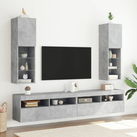 Muebles de TV con luces LED 2 uds gris hormigón 30,5x30x102 cm von , TV-Möbel - Ref: Foro24-837022, Preis: 104,65 €, Rabatt: %