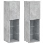 Muebles de TV con luces LED 2 uds gris hormigón 30,5x30x102 cm de , Muebles TV - Ref: Foro24-837022, Precio: 104,54 €