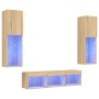 Muebles TV pared con LED 5 pzas madera ingeniería roble Sonoma von , TV-Möbel - Ref: Foro24-3216606, Preis: 159,68 €, Rabatt: %