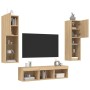 Muebles TV pared con LED 5 pzas madera ingeniería roble Sonoma von , TV-Möbel - Ref: Foro24-3216606, Preis: 159,68 €, Rabatt: %