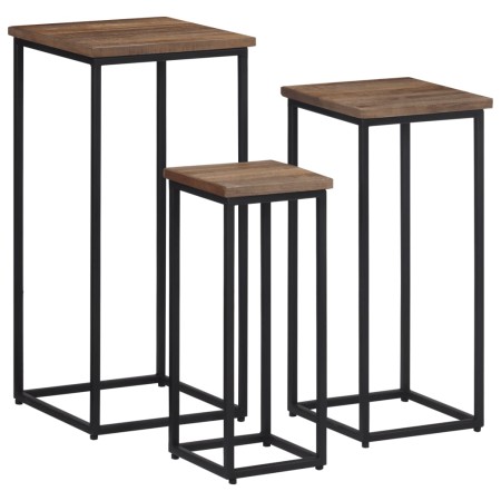 Soportes para plantas 3 unidades madera maciza de teca von , Topfständer - Ref: Foro24-358537, Preis: 147,49 €, Rabatt: %