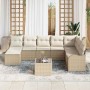 Conjunto de sofá de jardín con cojín 9 pcs Beige Poliratán