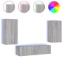 Muebles TV pared con LED 4 pzas madera ingeniería gris Sonoma von , TV-Möbel - Ref: Foro24-3216851, Preis: 201,39 €, Rabatt: %