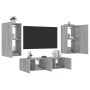 Muebles TV pared con LED 4 pzas madera ingeniería gris Sonoma von , TV-Möbel - Ref: Foro24-3216851, Preis: 201,39 €, Rabatt: %