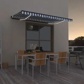 Manuell einziehbare Markise mit blauer und weißer LED 400x350 cm von vidaXL, Markisen - Ref: Foro24-3069181, Preis: 415,11 €,...