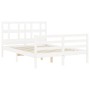 Weißer Massivholzbettrahmen mit Kopfteil 140x190 cm von vidaXL, Betten und Lattenroste - Ref: Foro24-3194812, Preis: 132,35 €...