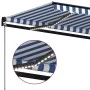 Manual retractable awning with blue and white LED 400x350 cm by vidaXL, Awnings - Ref: Foro24-3069181, Price: 415,11 €, Disco...