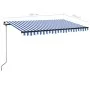 Manual retractable awning with blue and white LED 400x350 cm by vidaXL, Awnings - Ref: Foro24-3069181, Price: 415,11 €, Disco...