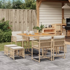 Set comedor de jardín 9 pzas con cojines ratán sintético beige de , Conjuntos de jardín - Ref: Foro24-3211504, Precio: 365,29 €