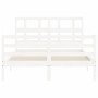 Weißer Massivholzbettrahmen mit Kopfteil 140x190 cm von vidaXL, Betten und Lattenroste - Ref: Foro24-3194812, Preis: 132,35 €...