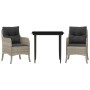 Set comedor de jardín 3 pzas cojines ratán sintético gris claro von , Gartensets - Ref: Foro24-3211990, Preis: 311,51 €, Raba...