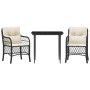 Mesita y sillas con cojines 3 piezas ratán sintético negro by , Garden sets - Ref: Foro24-3212082, Price: 285,23 €, Discount: %