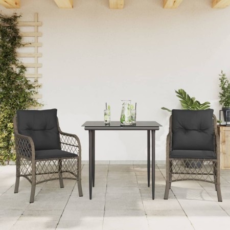 Sillas y mesita de jardín con cojines 3 piezas ratán PE gris von , Gartensets - Ref: Foro24-3212124, Preis: 308,44 €, Rabatt: %