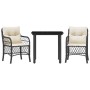 Mesita y sillas con cojines 3 piezas ratán sintético negro by , Garden sets - Ref: Foro24-3212089, Price: 260,71 €, Discount: %