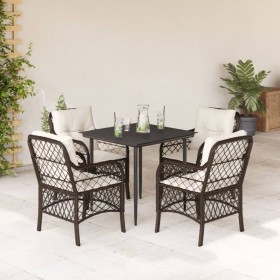 Set comedor de jardín 5 piezas y cojines ratán sintético marrón by , Garden sets - Ref: Foro24-3212111, Price: 452,65 €, Disc...