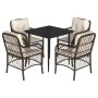 Set comedor de jardín 5 piezas y cojines ratán sintético marrón by , Garden sets - Ref: Foro24-3212111, Price: 452,65 €, Disc...