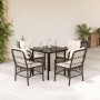 Set comedor de jardín 5 piezas y cojines ratán sintético marrón von , Gartensets - Ref: Foro24-3212118, Preis: 431,99 €, Raba...