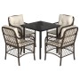 Set comedor de jardín 5 piezas y cojines ratán sintético marrón von , Gartensets - Ref: Foro24-3212118, Preis: 431,99 €, Raba...