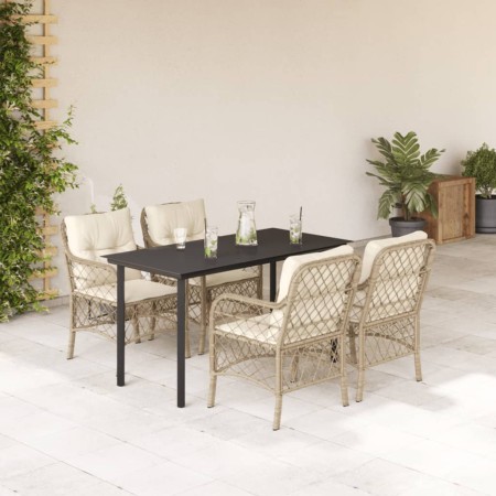 Set comedor de jardín 5 pzas con cojines ratán sintético beige by , Garden sets - Ref: Foro24-3212147, Price: 517,21 €, Disco...