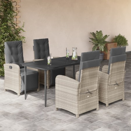 Set comedor de jardín 5 pzas cojines ratán sintético gris claro by , Garden sets - Ref: Foro24-3212601, Price: 652,89 €, Disc...