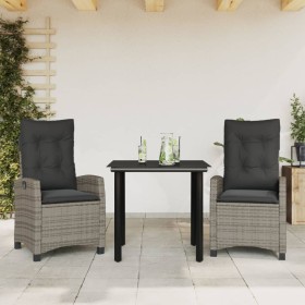 Set comedor de jardín 3 piezas con cojines ratán sintético gris von , Gartensets - Ref: Foro24-3212792, Preis: 325,55 €, Raba...