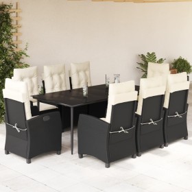Set de comedor de jardín 9 pzas y cojines ratán sintético negro by , Garden sets - Ref: Foro24-3212731, Price: 1,00 €, Discou...
