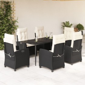 Set de comedor de jardín 7 pzas y cojines ratán sintético negro de , Conjuntos de jardín - Ref: Foro24-3212727, Precio: 777,23 €