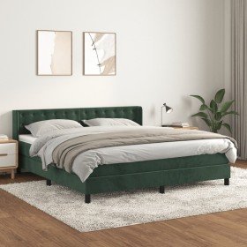 Cama box spring con colchón terciopelo verde oscuro 160x200 cm Cama box spring con colchón terciopelo verde oscuro 160x200 cm