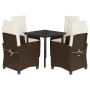 Set comedor de jardín 5 piezas y cojines ratán sintético marrón by , Garden sets - Ref: Foro24-3212773, Price: 577,78 €, Disc...