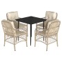 Set comedor de jardín 5 pzas con cojines ratán sintético beige by , Garden sets - Ref: Foro24-3212139, Price: 495,19 €, Disco...
