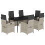 Set comedor jardín 7 pzas y cojines ratán sintético gris claro von , Gartensets - Ref: Foro24-3212849, Preis: 936,49 €, Rabat...