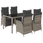 Set comedor de jardín 5 piezas con cojines ratán sintético gris von , Gartensets - Ref: Foro24-3213328, Preis: 640,10 €, Raba...
