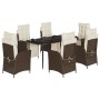Set comedor de jardín 7 pzas con cojines ratán sintético marrón by , Garden sets - Ref: Foro24-3213410, Price: 878,21 €, Disc...
