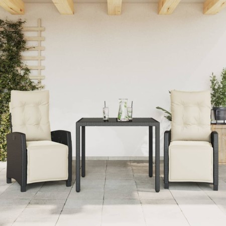 Set comedor de jardín 3 pzas con cojines ratán sintético negro de , Conjuntos de jardín - Ref: Foro24-3212882, Precio: 333,75...